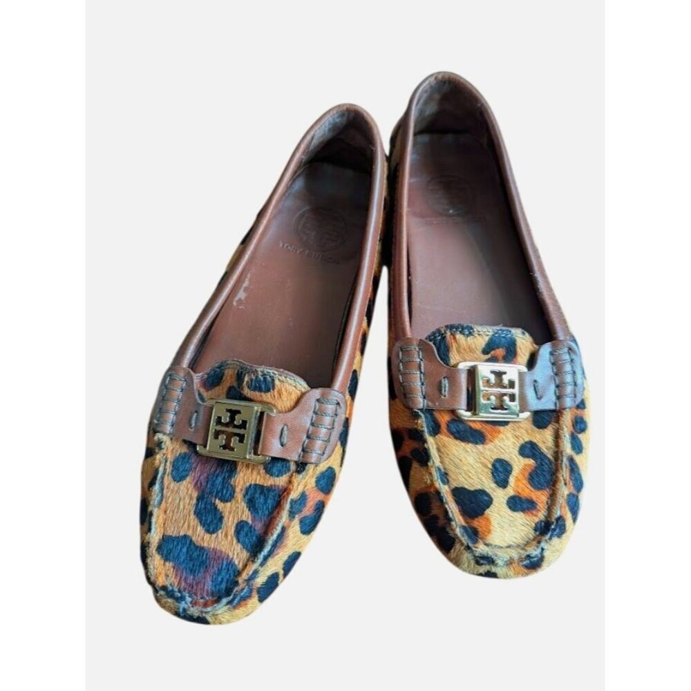 Tory Burch Shoe Leopard Calf Hair Kendrick Loafers Womens 7